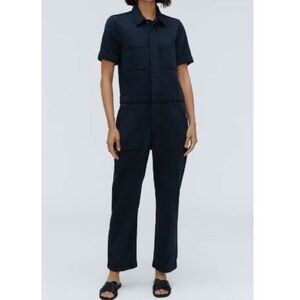 Everlane Slouch Summer Jean Short Sleeve Denim Utility Coverall Jumpsuit  Ink 14